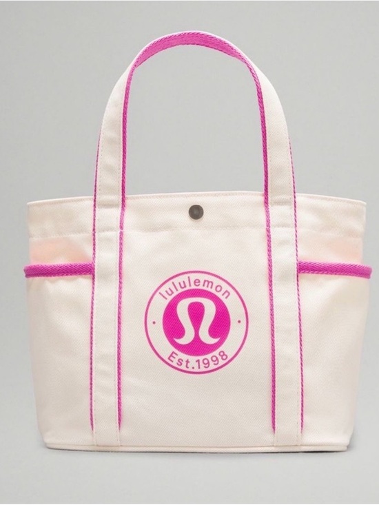 lululemon athletica Handbags - lululemon athletica Cream Canvas Tote with Pink Trim